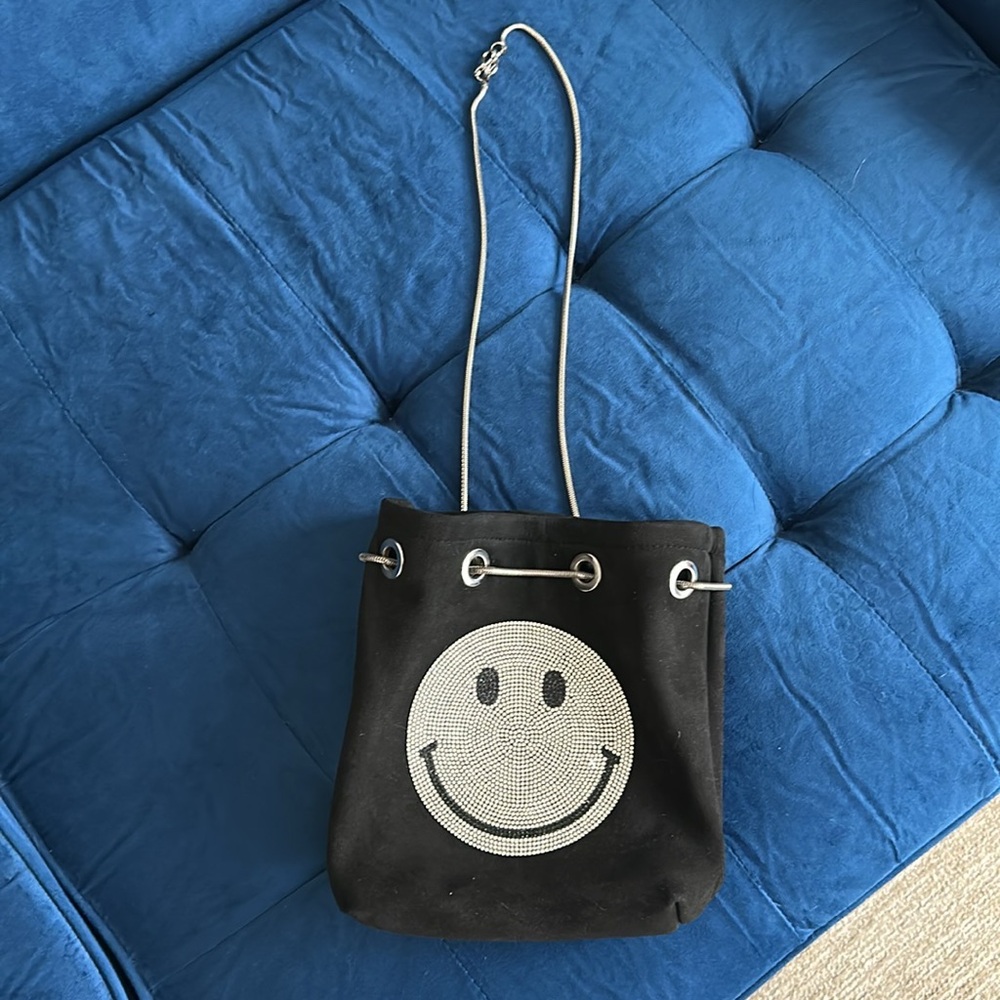 black & silver y2k smiley face bag - Picture 3 of 3